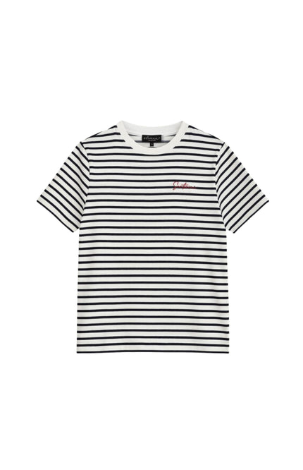 Elvira Casuals T-shirt Celine Striped Navy Stretchshop.nl