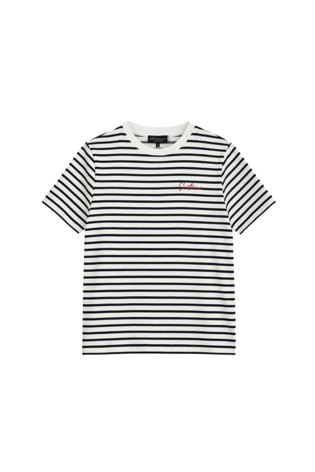 Elvira Casuals T-shirt Celine Striped Navy Stretchshop.nl