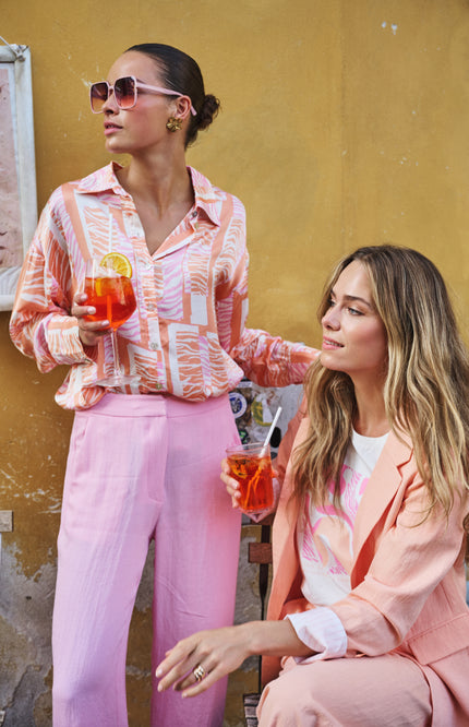 EsQualo Blazer Fine Crinkle Bellini SP26.10037 Stretchshop.nl