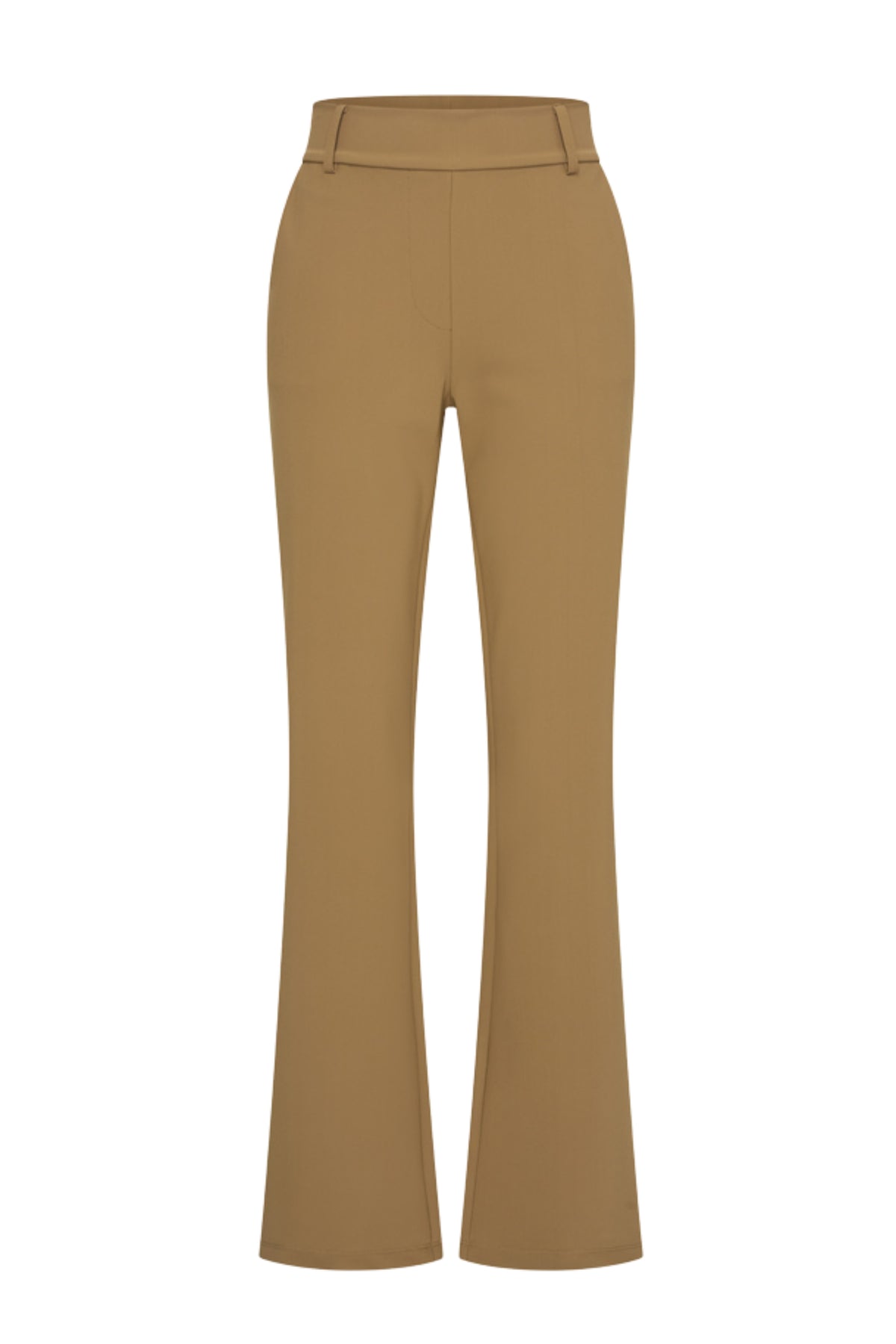 Bonded travel broek met flared pijpen en kangaroo zakken van Mi Piace, comfortabele en stijlvolle damesbroek.