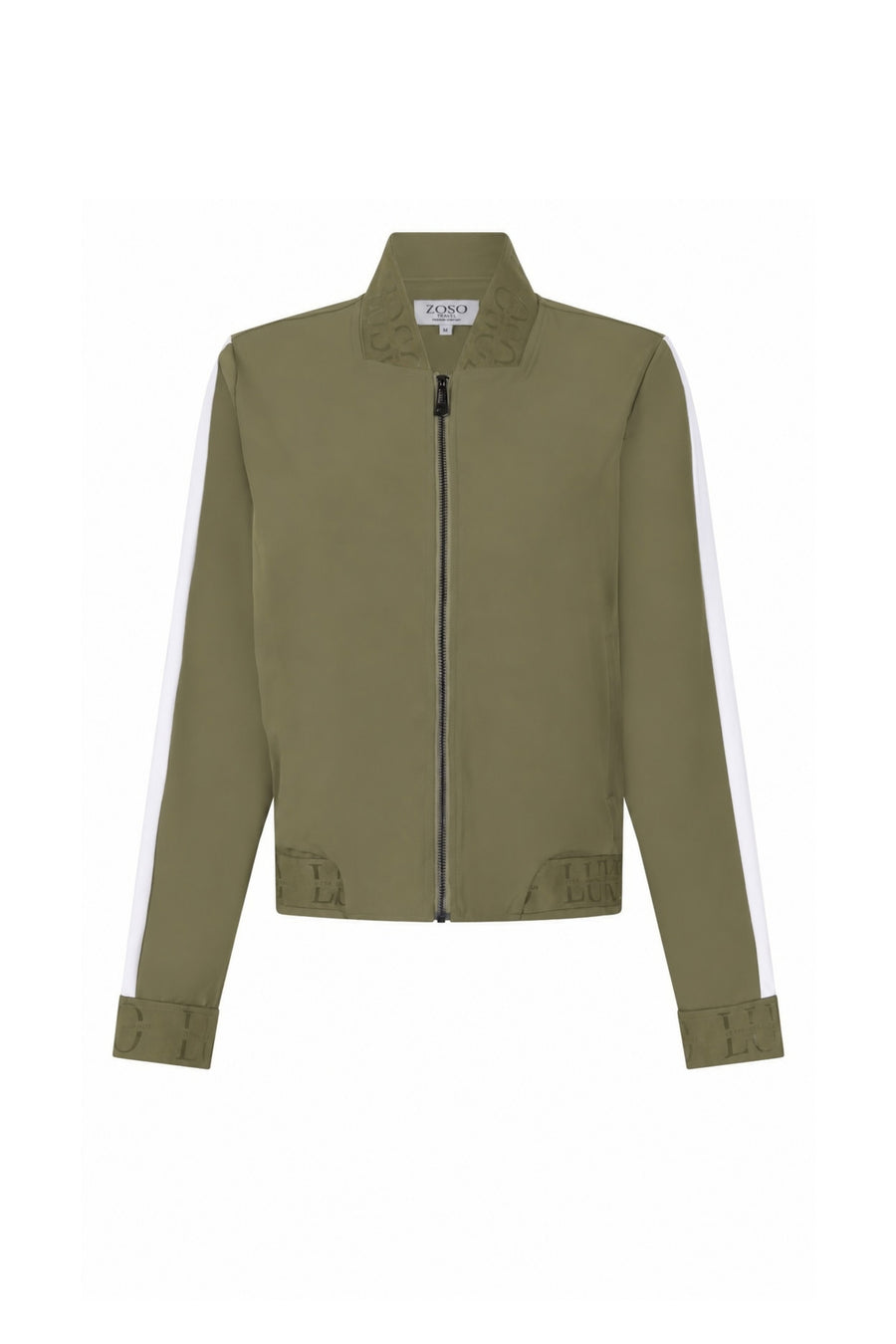 Groene Zoso Travel Jas Tyler 265, lichte en comfortabele reiskleding, zichtbaar met capuchon en ritsdetails.