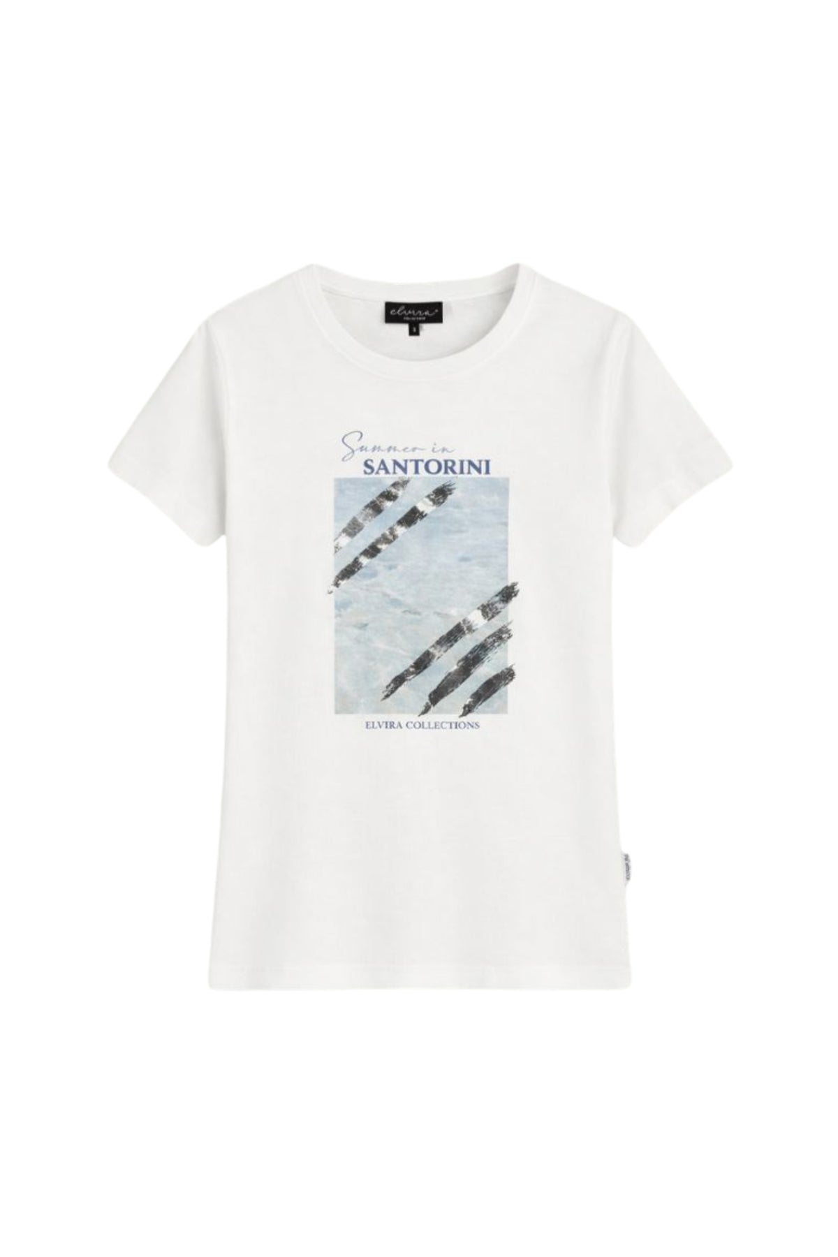 Offwhite T-shirt van Elvira Casuals met een eenvoudige, stijlvolle pasvorm en korte mouwen, geschikt voor casual dragen.