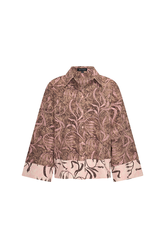 Mi Piace Travel Blouse Mix Twilight Twigs Print Espresso 202718 Stretchshop.nl