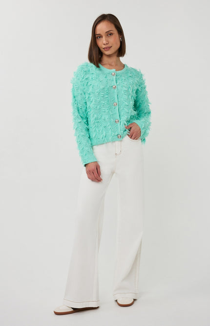 EsQualo Vest Fringes Mint Green SP26.02023 Stretchshop.nl