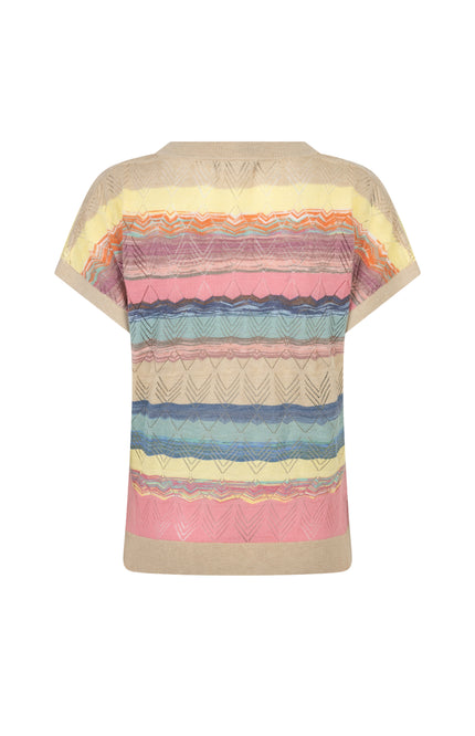 Red Button Top Jerry Multi Stripe SRB4775 Stretchshop.nl