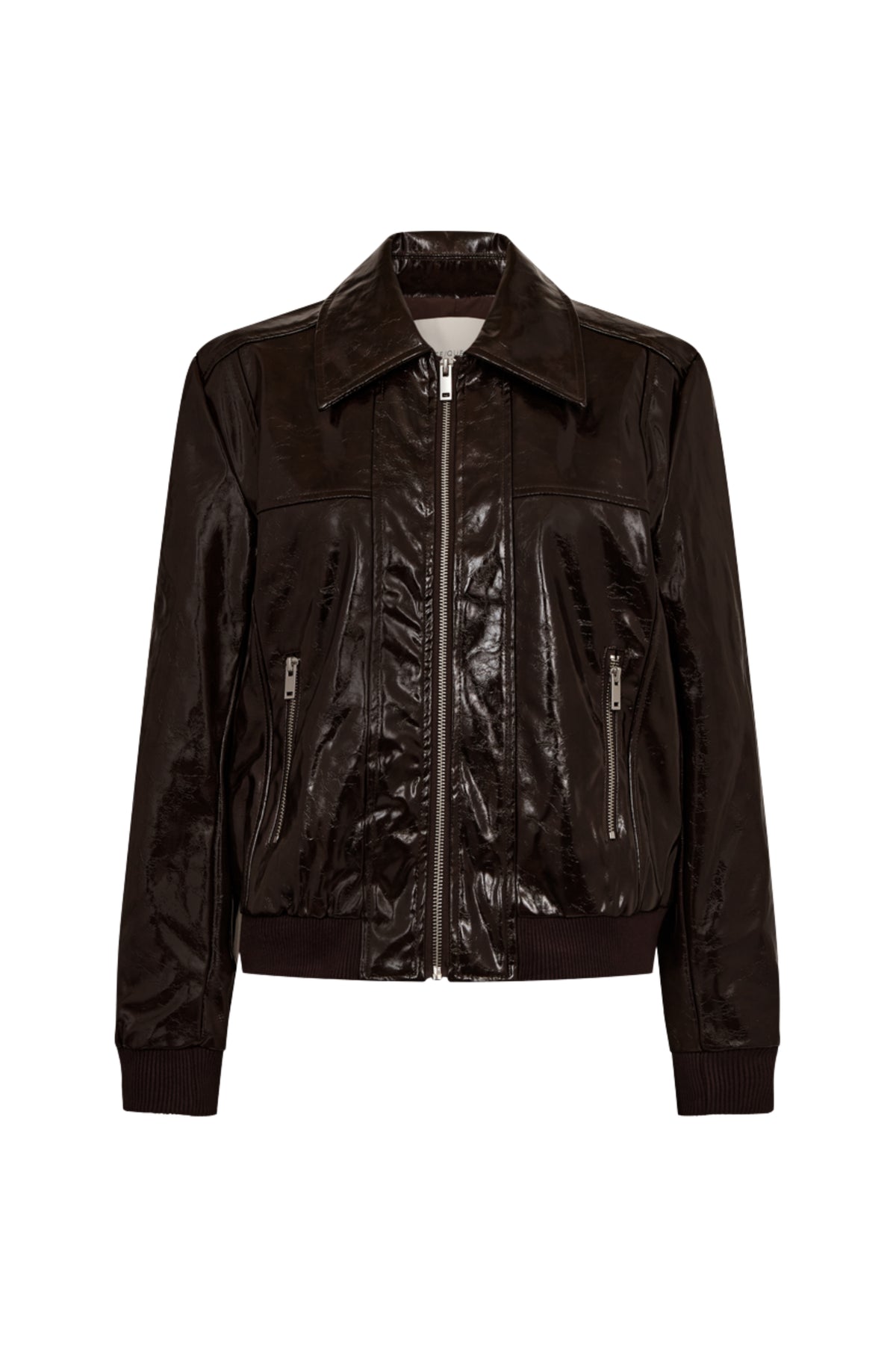 Donkerblauwe jas Freequent Fqjanny Mole 212047 met capuchon en ritssluiting, geschikt voor herfst en winter.
