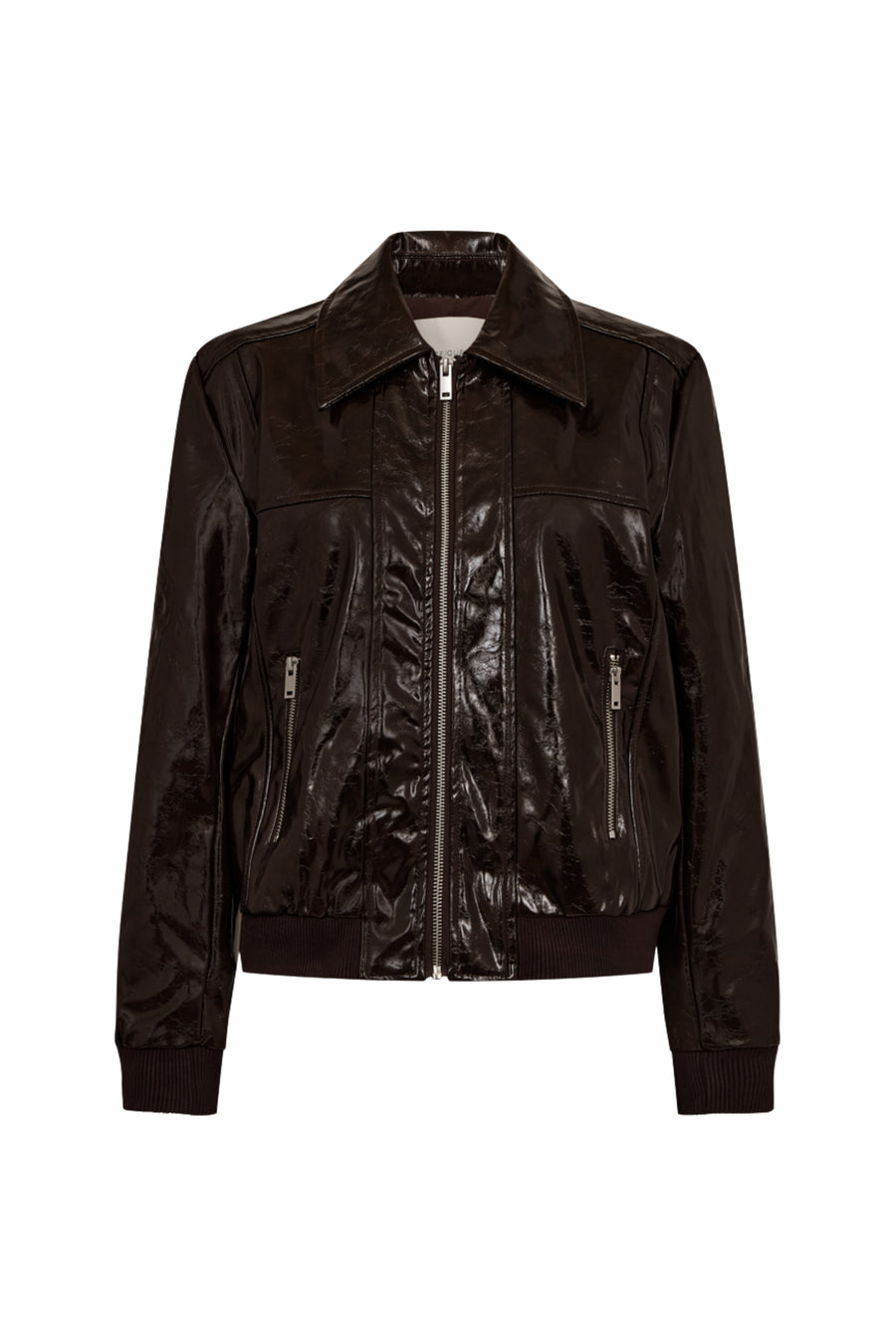 Donkerblauwe jas Freequent Fqjanny Mole 212047 met capuchon en ritssluiting, geschikt voor herfst en winter.
