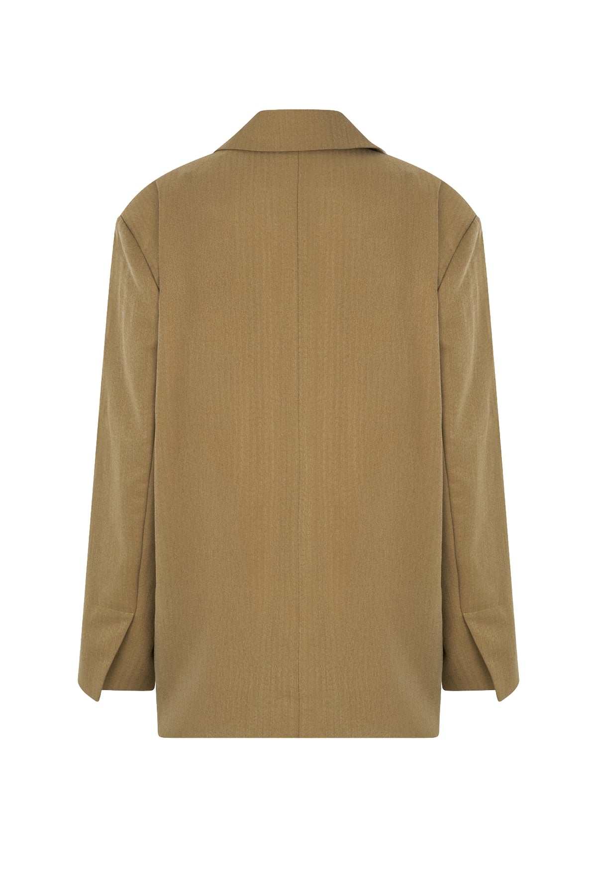 Groene blazer van Studio Amaya, Campello model, getoond op een mannequin met knopen en mooie pasvorm.