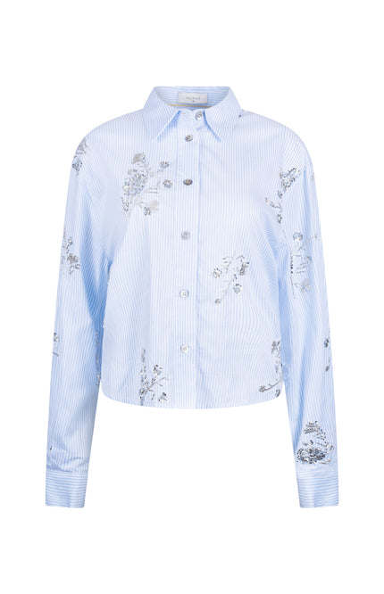 Nukus Blouse Adora Stripe Cloudy Offwhite NKS02138 Stretchshop.nl