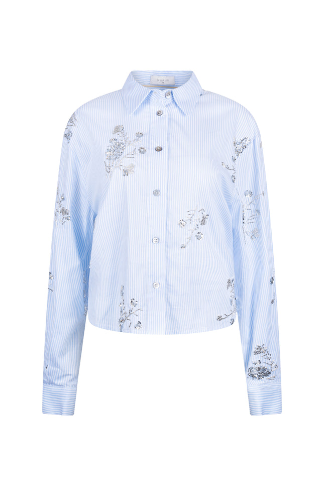 Nukus Blouse Adora Stripe Cloudy Offwhite NKS02138 Stretchshop.nl