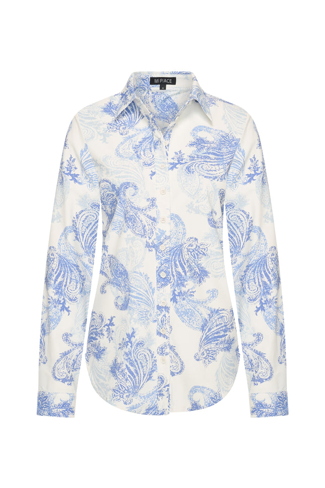 Mi Piace Travel Blouse Paisley Print Lavender Blue 60840 Stretchshop.nl