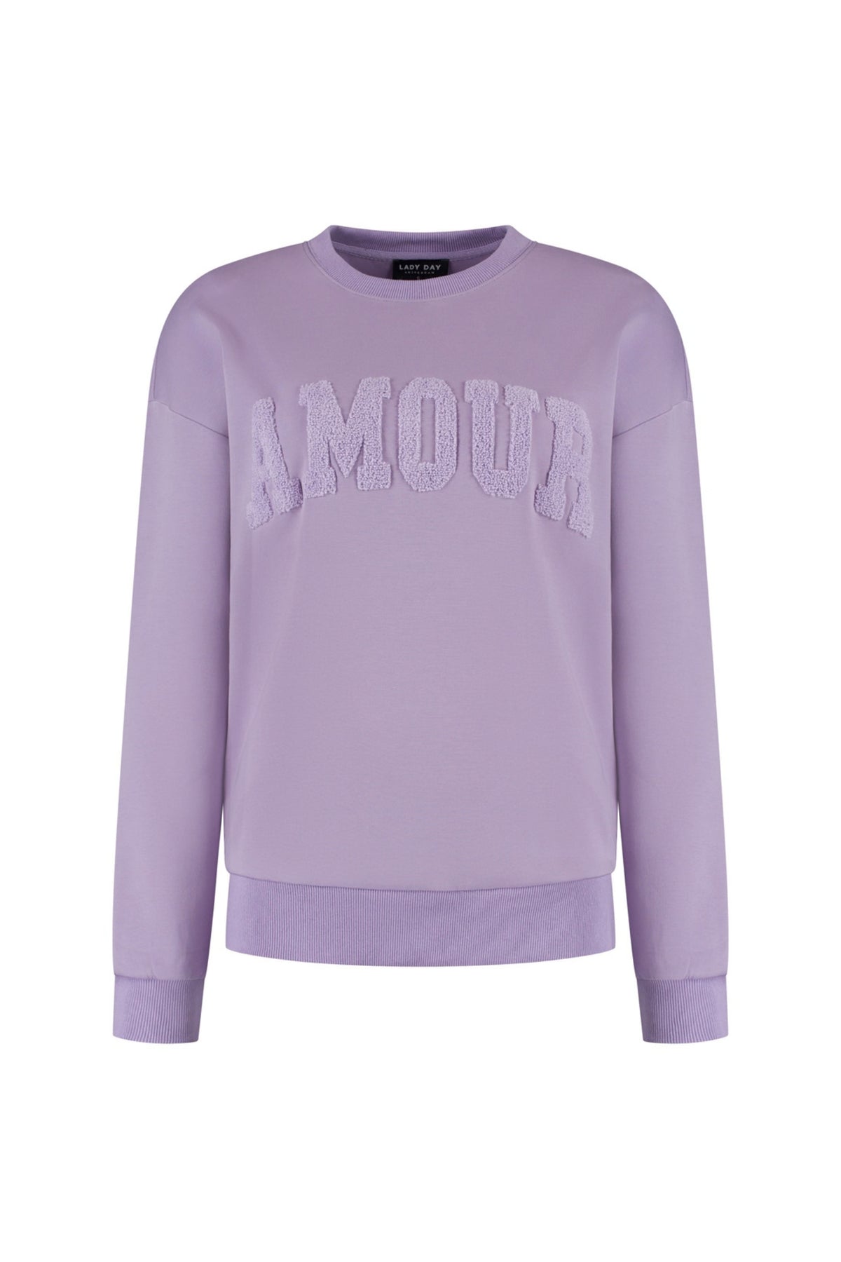 Lady Day Amour Ice Purple trui met lange mouwen en ronde hals, zachte en comfortabele breisels in ijspaars.
