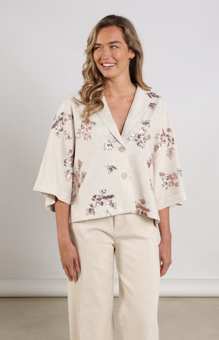 Nukus Blazer Bregje Paillet Sand NKS11011 Stretchshop.nl