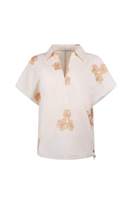 Nukus Top Daniek Embroidery Offwhite Blush NKS01125 Stretchshop.nl