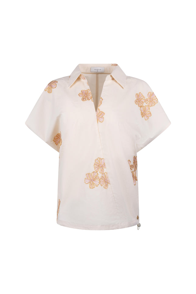 Nukus Top Daniek Embroidery Offwhite Blush NKS01125 Stretchshop.nl