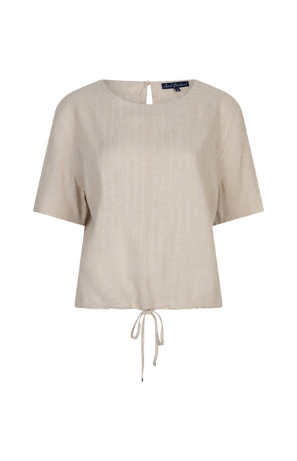Red Button Top Skyler Linen Pinstripe Pebble SRB4863 Stretchshop.nl