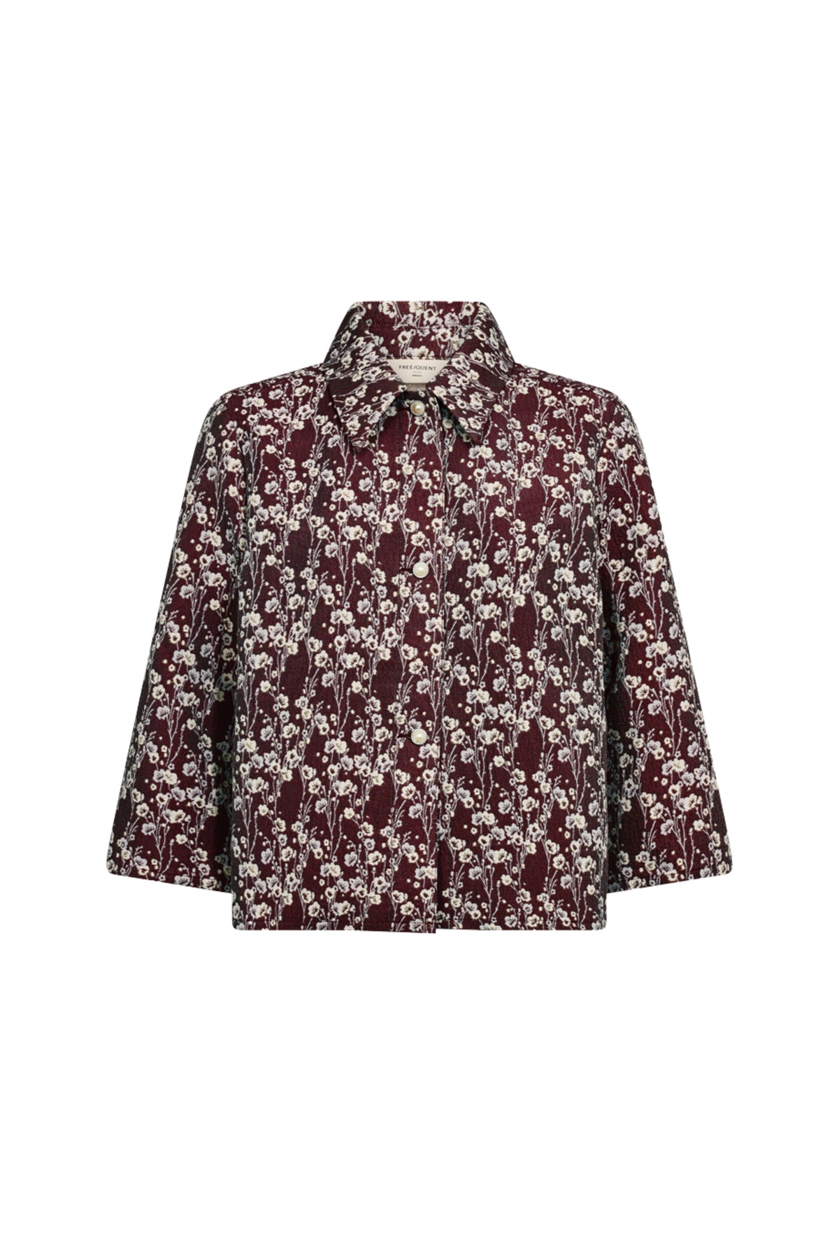 Freequent Fqfally Port Royale Star offwhite jas met sterrenpatroon en gespreide kraag, casual en trendy design.