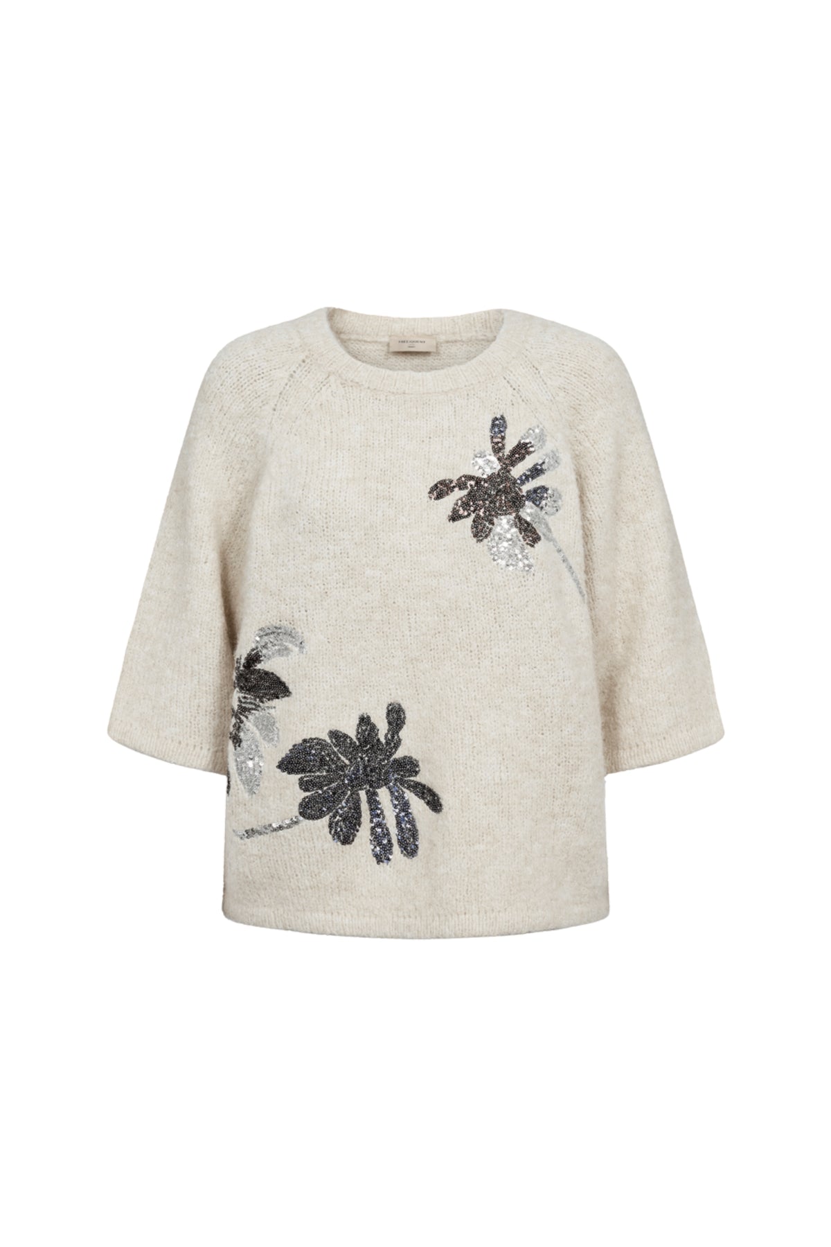 Freequent trui Fqgrskrela Moonbeam Melange Silver met lange mouwen en ronde hals, zacht en comfortabel in zilvergrijze melange.