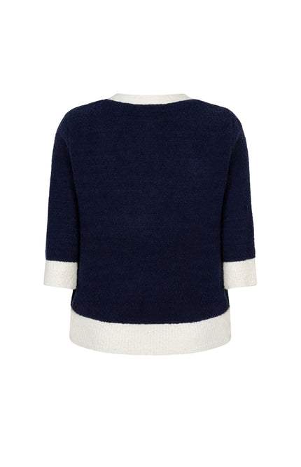 Red Button Vest Popcorn Dark Blue SRB4882 Stretchshop.nl