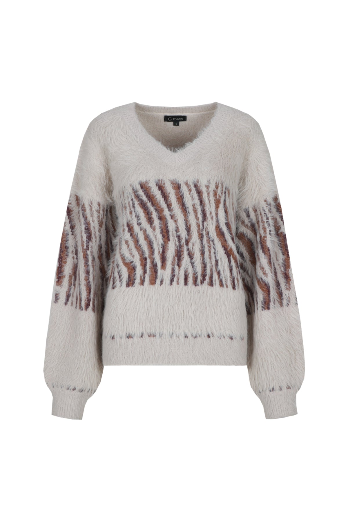 G-maxx Isabeau Knit Sand top, lichte gebreide top in zandkleur met ronde hals en lange mouwen, casual en stijlvol.