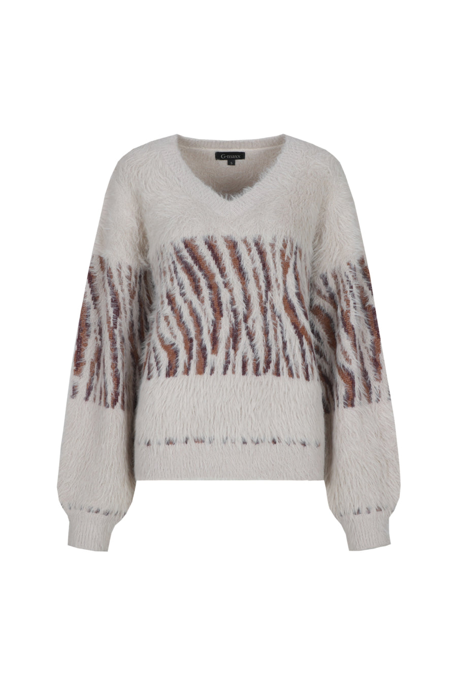 G-maxx Isabeau Knit Sand top, lichte gebreide top in zandkleur met ronde hals en lange mouwen, casual en stijlvol.