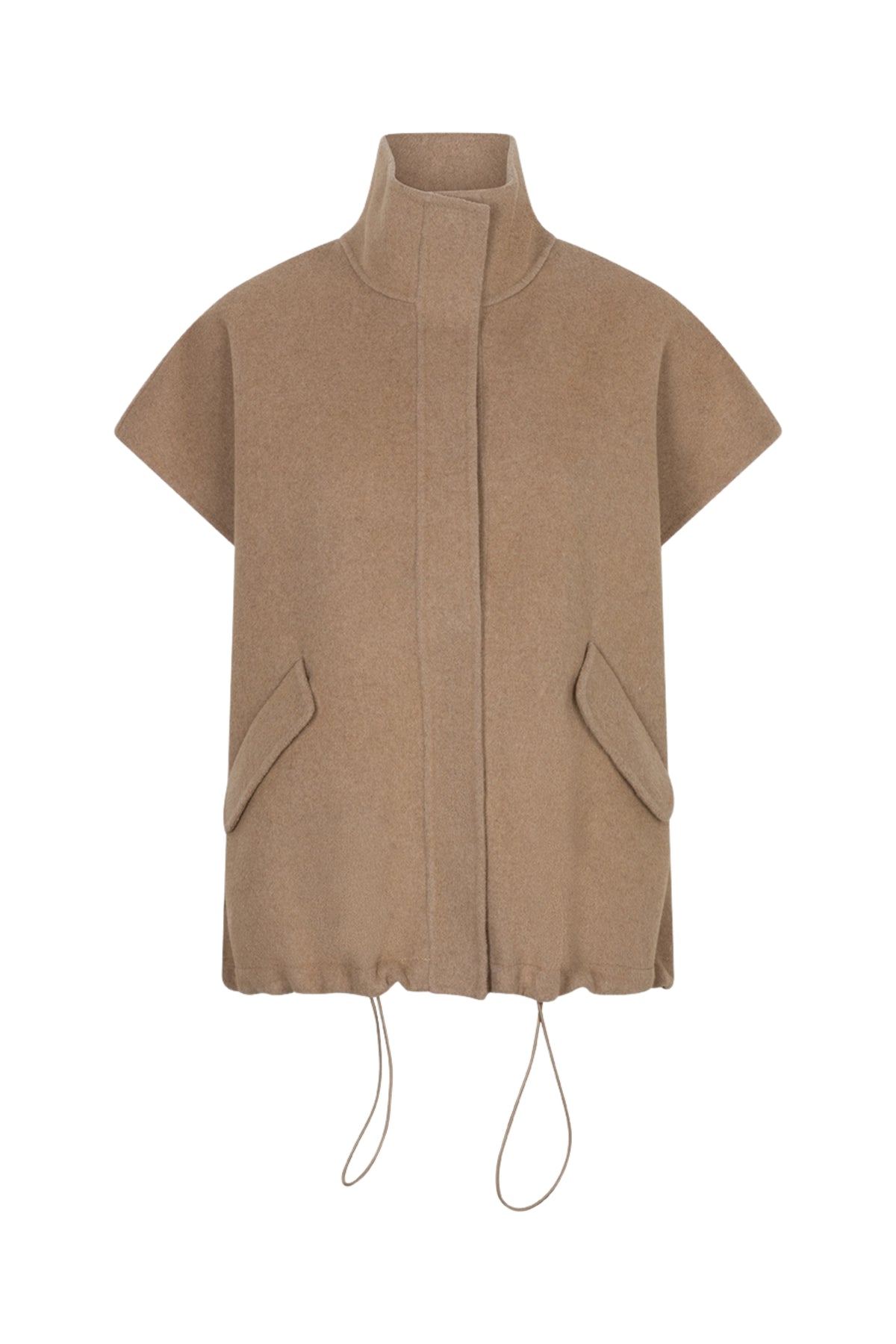 Ibana Junie Terra beige jas met capuchon en ritssluiting, lichte en stijlvolle buitenjas voor dames.