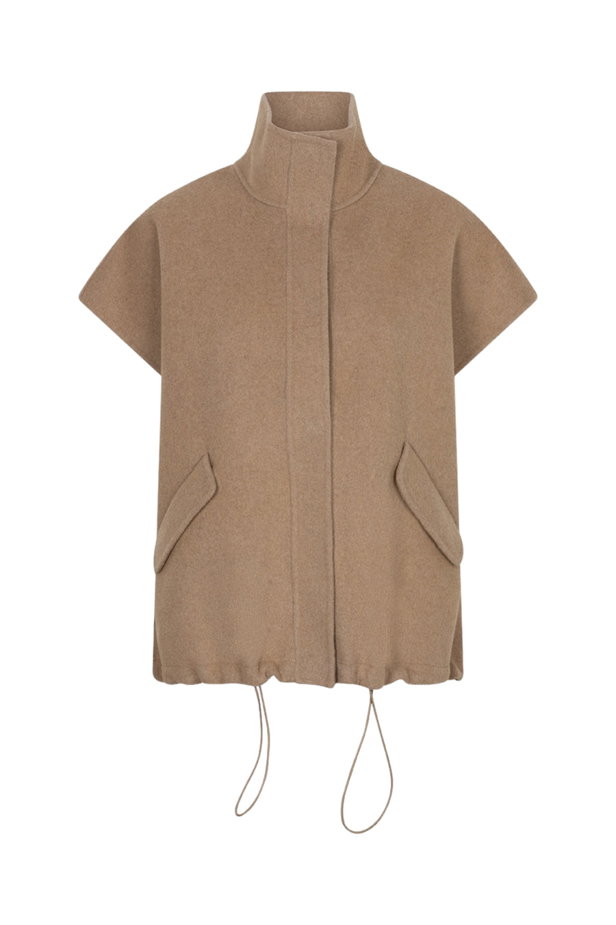 Ibana Junie Terra beige jas met capuchon en ritssluiting, lichte en stijlvolle buitenjas voor dames.
