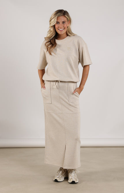 Nukus Rok Maartje Lurex Sand NKS10028 Stretchshop.nl