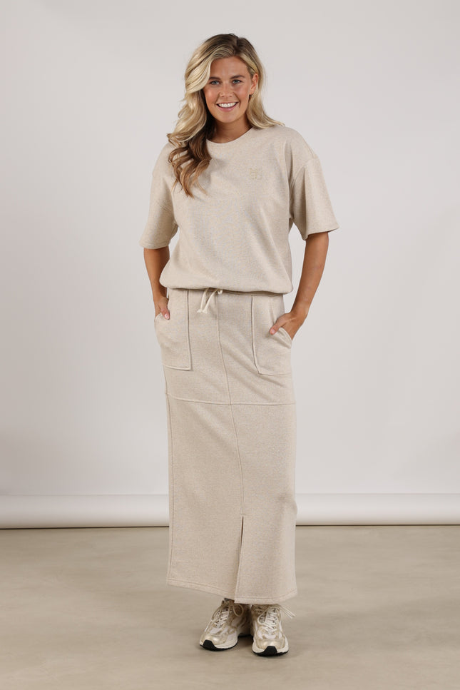 Nukus Rok Maartje Lurex Sand NKS10028 Stretchshop.nl