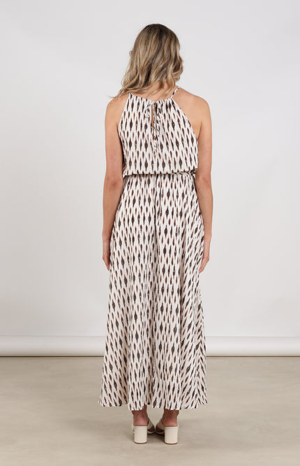 Nukus Jurk Monique Print Offwhite Fango Stretchshop.nl