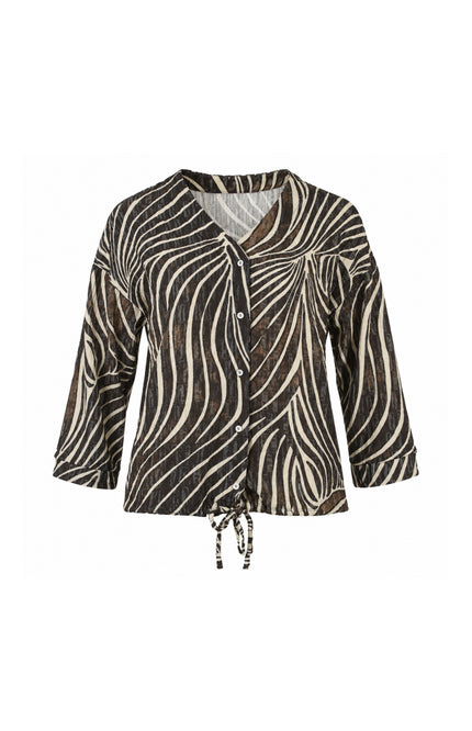 Blouse 7/8 V-hals Zebra Print Bruin 183685