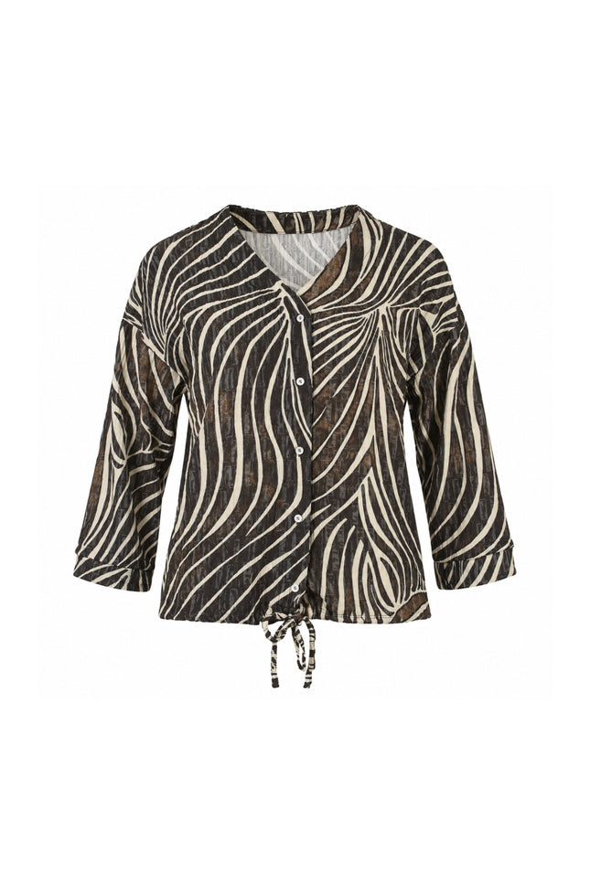 Blouse 7/8 V-hals Zebra Print Bruin 183685
