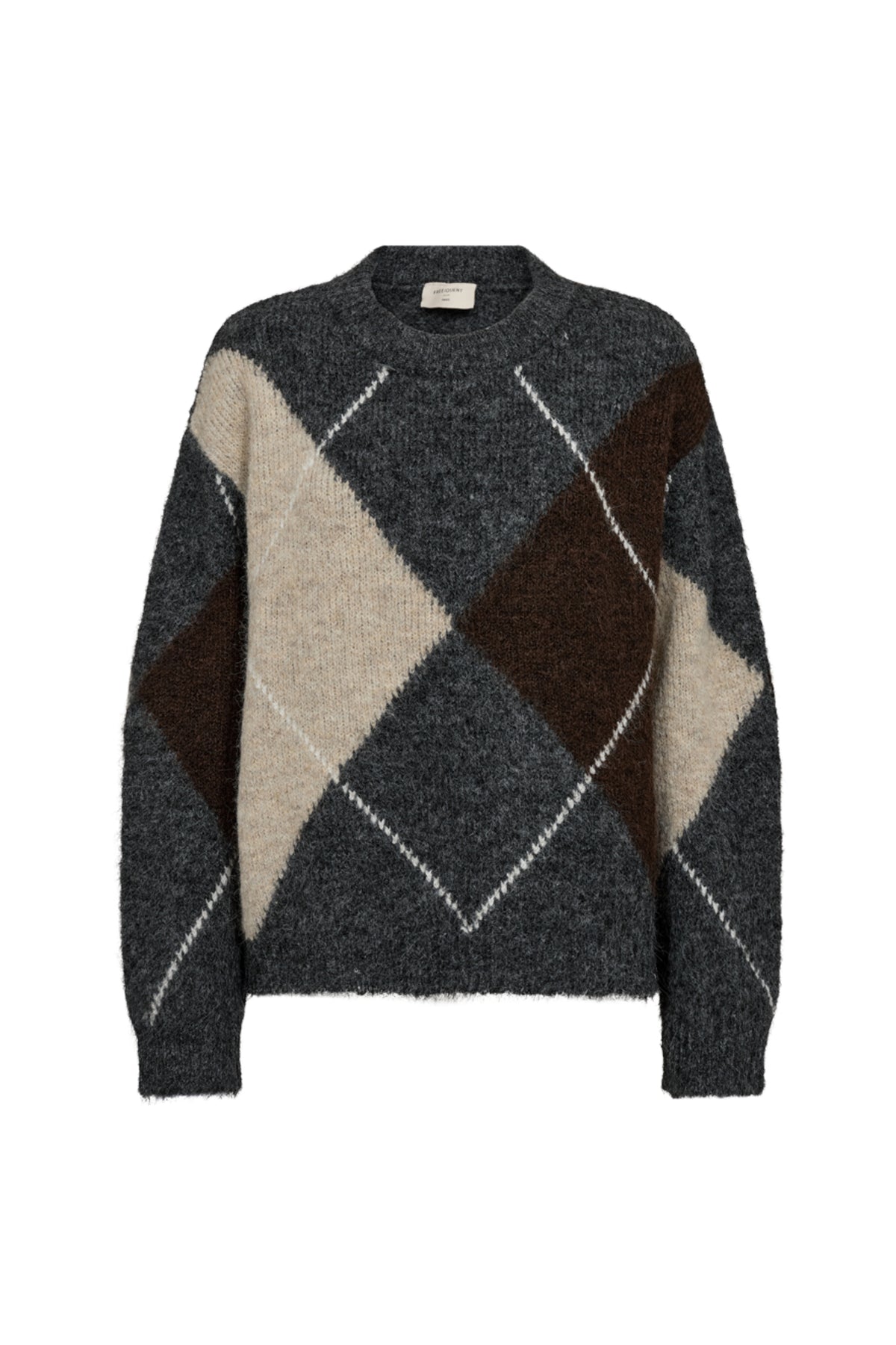 Donkere grijze en oestergrijze Freequent trui met stijlvolle pasvorm en zachte stof, geschikt voor casual en comfortabele outfits