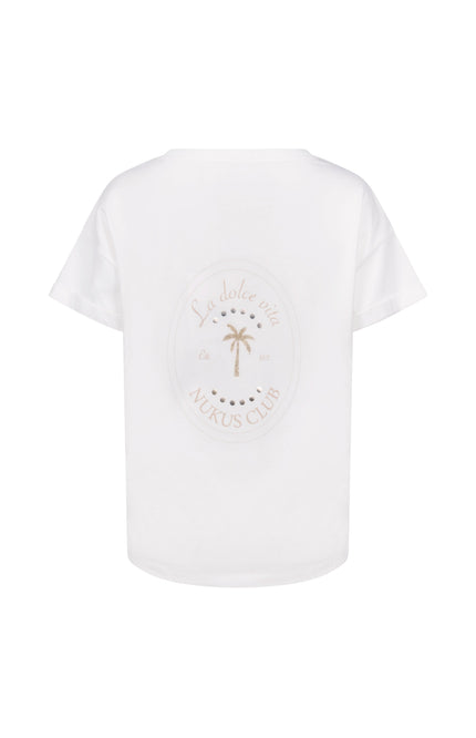 Nukus T-shirt Sammie Backprint Offwhite NKS04016 Stretchshop.nl