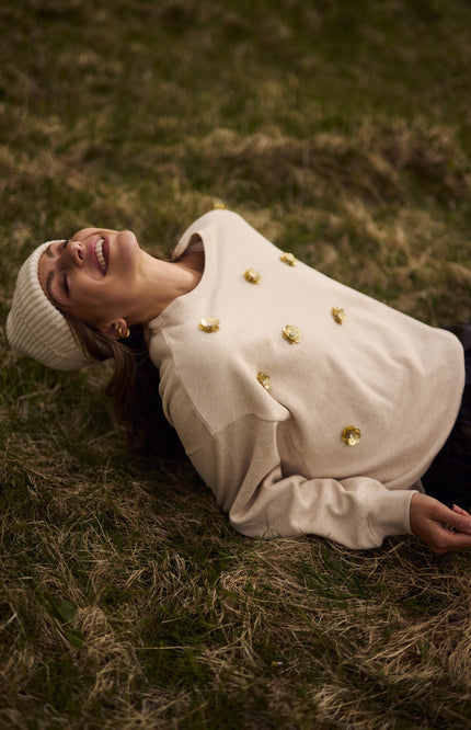 Sweater Beatriz Flower Sand Melange NKF03021