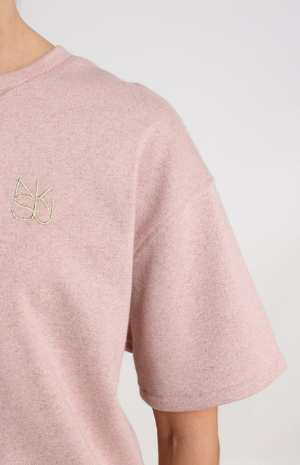 Nukus Sweater Roos Lurex Blush NKS03062 Stretchshop.nl