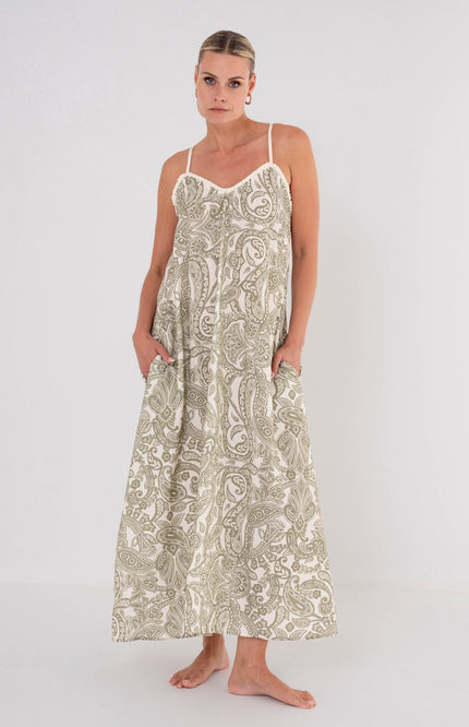 Maicazz Jurk Tolore Olive Paisley Stretchshop.nl