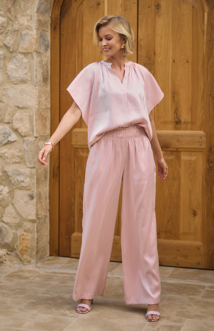 Nukus Broek Rubi Shiny Blush NKS09059 Stretchshop.nl