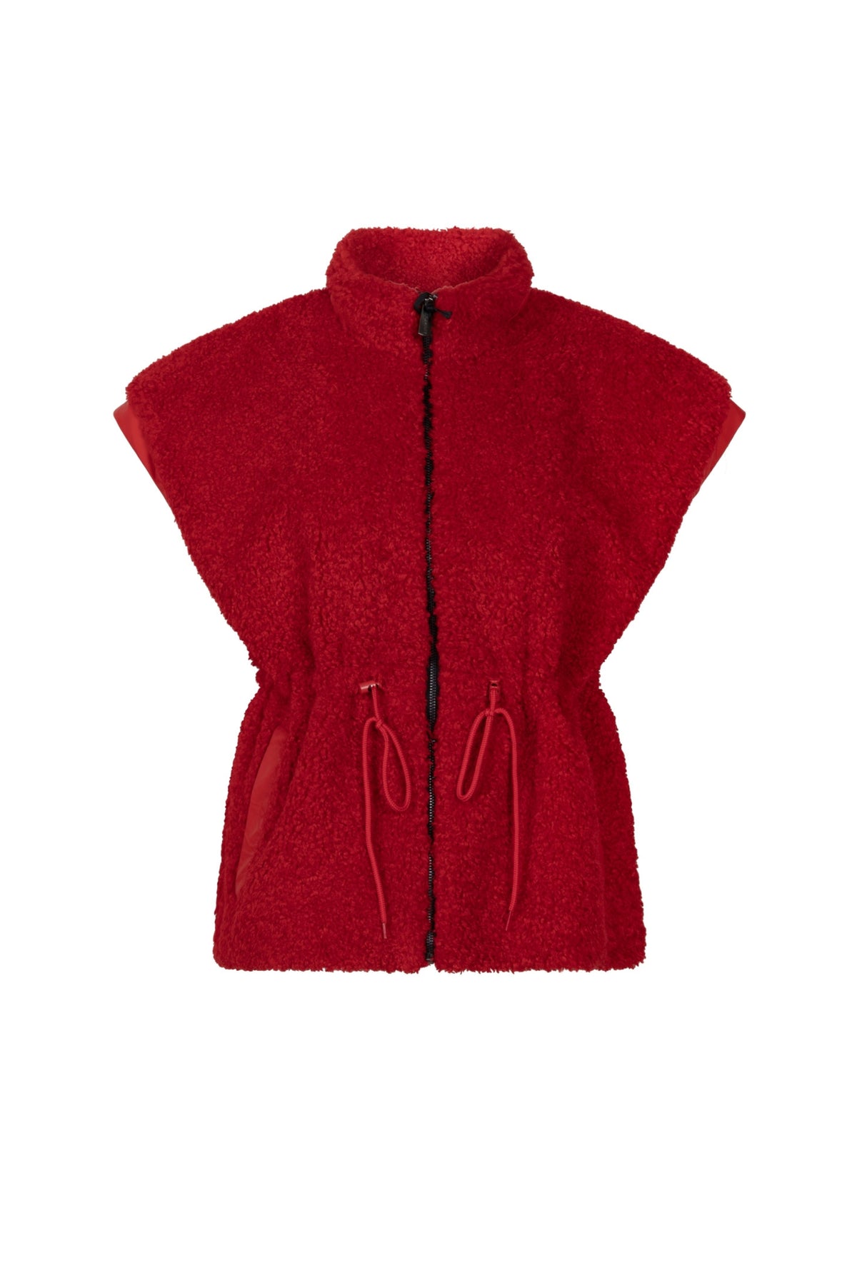 Roze gilet Tessa van Ann & You, korte stijl met rits en zachte stof, gedragen door een model.