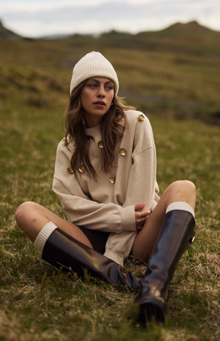 Sweater Beatriz Flower Sand Melange NKF03021