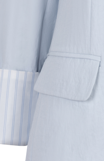 EsQualo Blazer Fine Crinkle Light Blue SP26.10037 Stretchshop.nl
