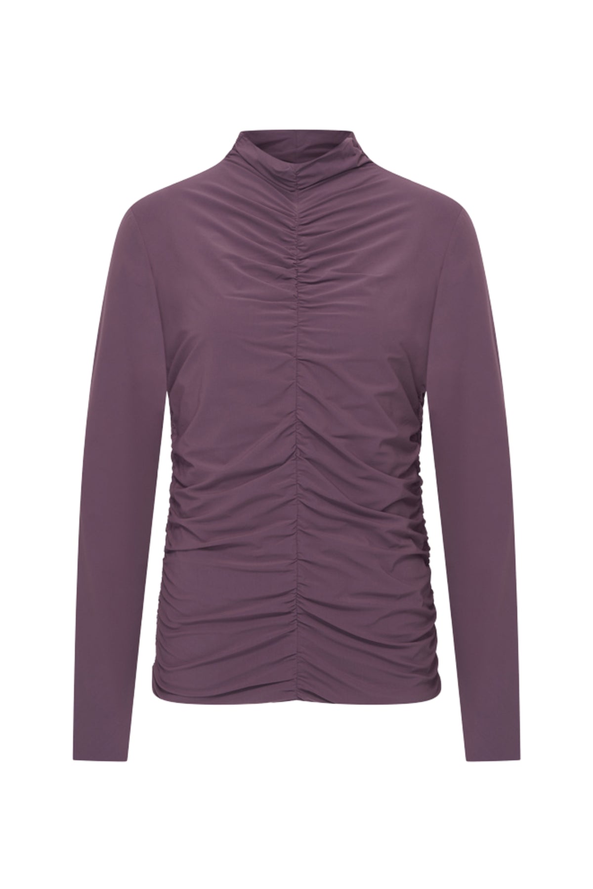 Mi Piace Travel Top Wrinckle Light Plum, lichte paarse top met rimpeldetails en comfortabele pasvorm, voor casual reizen en dagelijks gebruik.