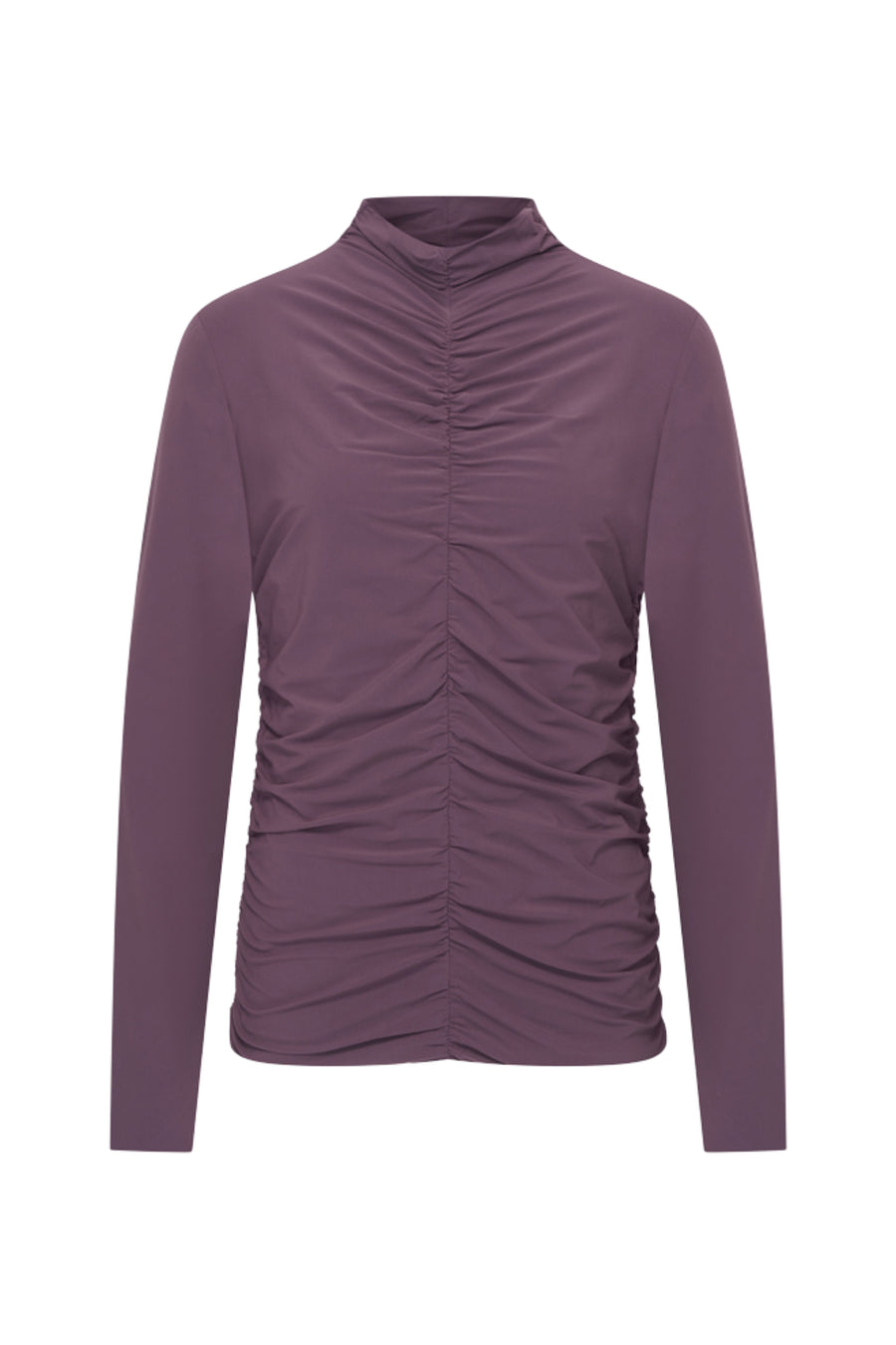 Mi Piace Travel Top Wrinckle Light Plum, lichte paarse top met rimpeldetails en comfortabele pasvorm, voor casual reizen en dagelijks gebruik.