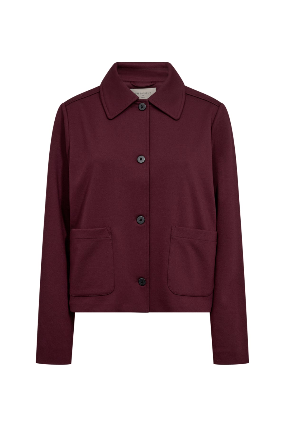 Donkerblauwe Freequent Fqnanni Port Royale jas met capuchon en ritssluiting, geschikt voor winter en casual draagstijl.