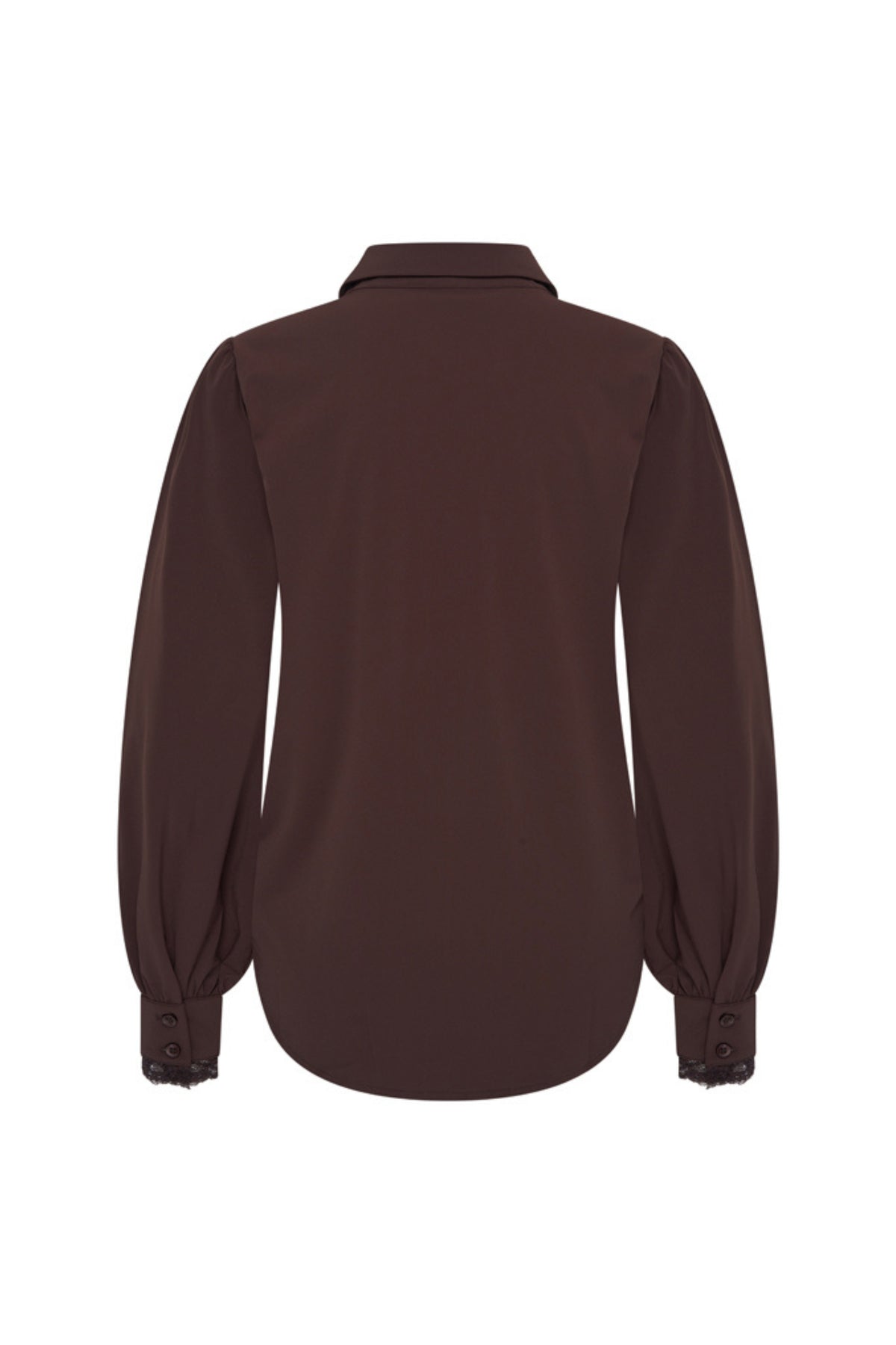 Mi Piace Travel blouse Lace in espresso, kanten damesblouse met lange mouwen