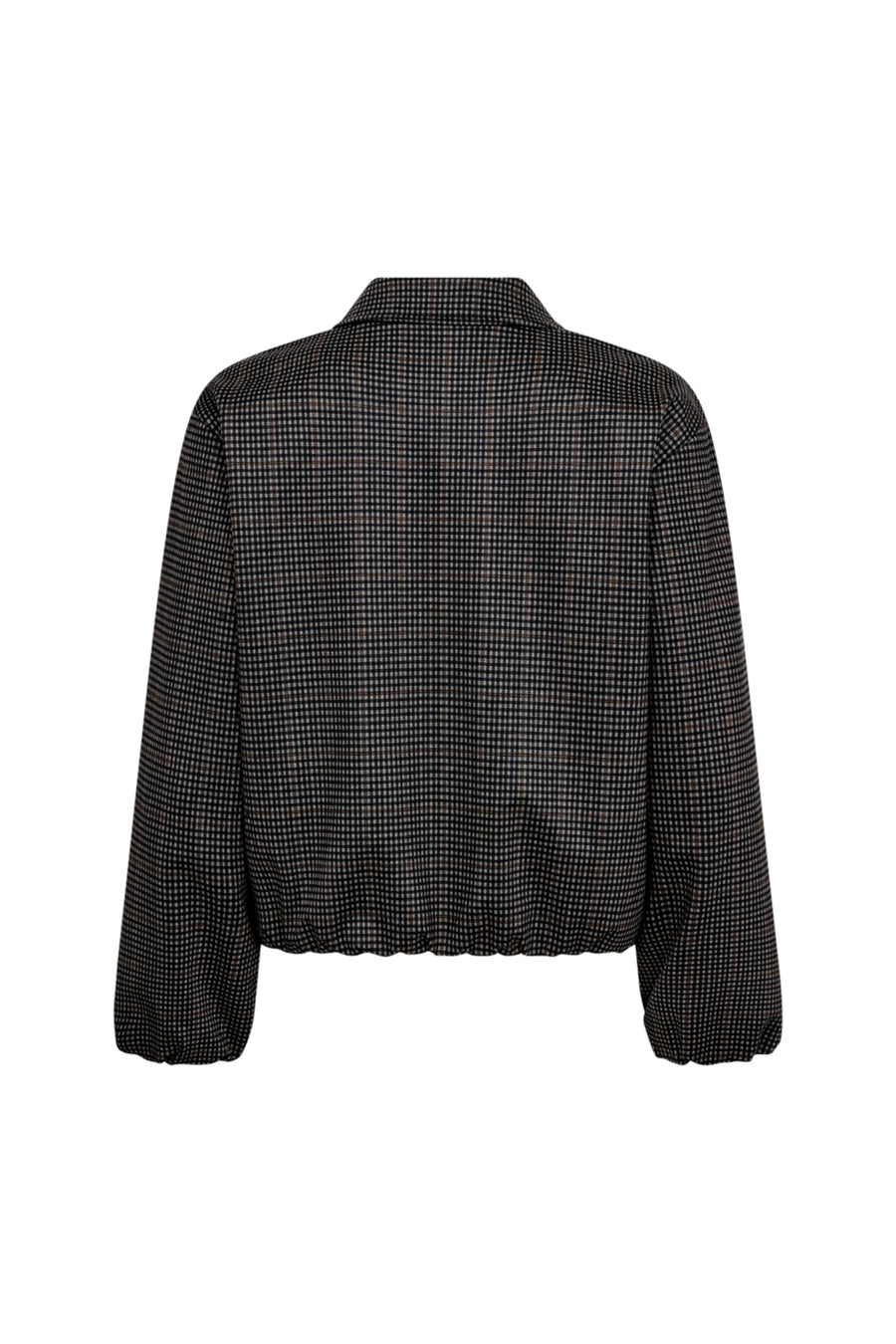 Freequent Fqnaduva Desert taupe en zwart jack met capuchon en ritssluiting, geschikt voor casual en outdoor gebruik.