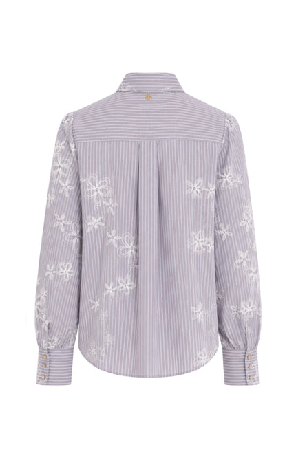 Blouse Embroiderd Rhinestones Chocolate C64-21-301
