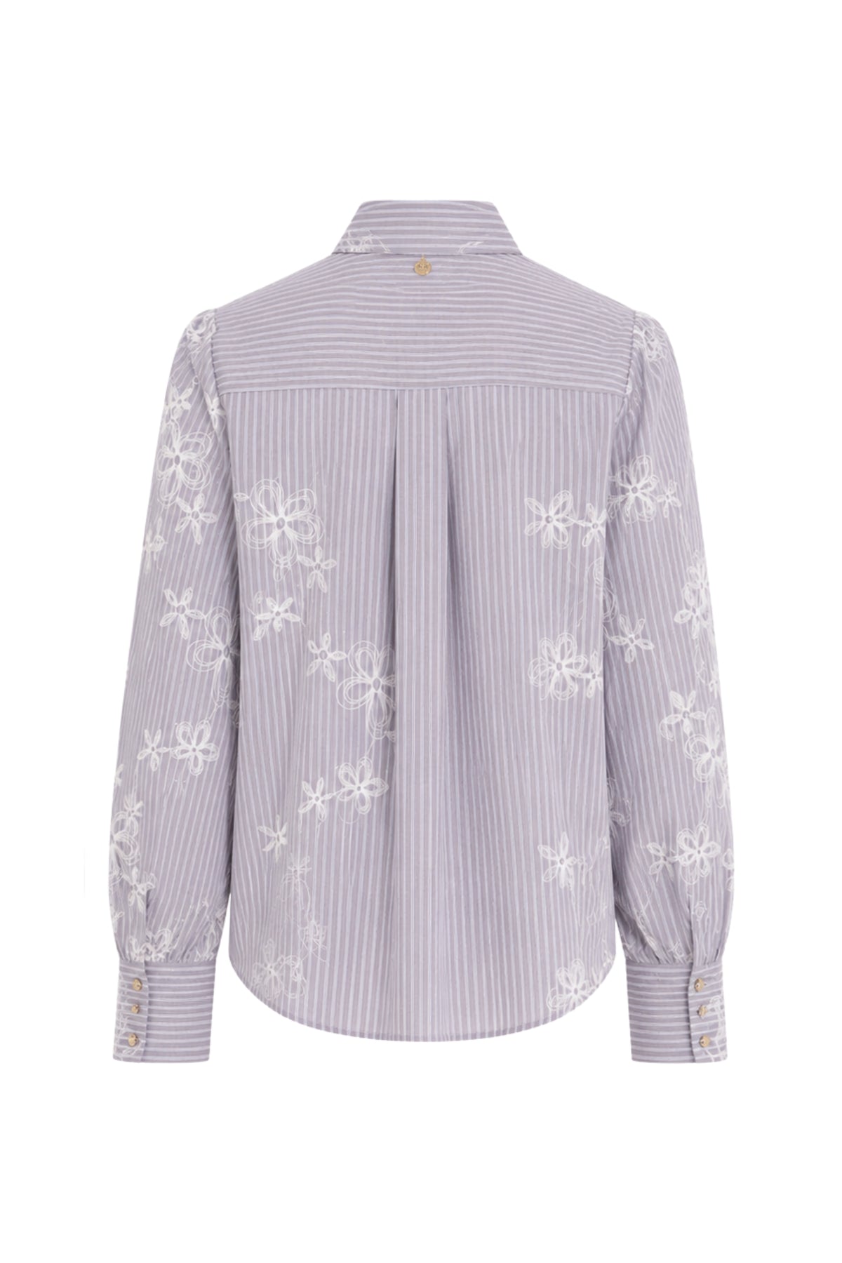 Lichte bruine blouse van Tramontana met borduursel en rhinestones, elegante stijlvolle kleding voor dames.