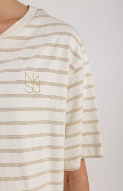 T-shirt Saartje Stripe Offwhite Gold NKS04030