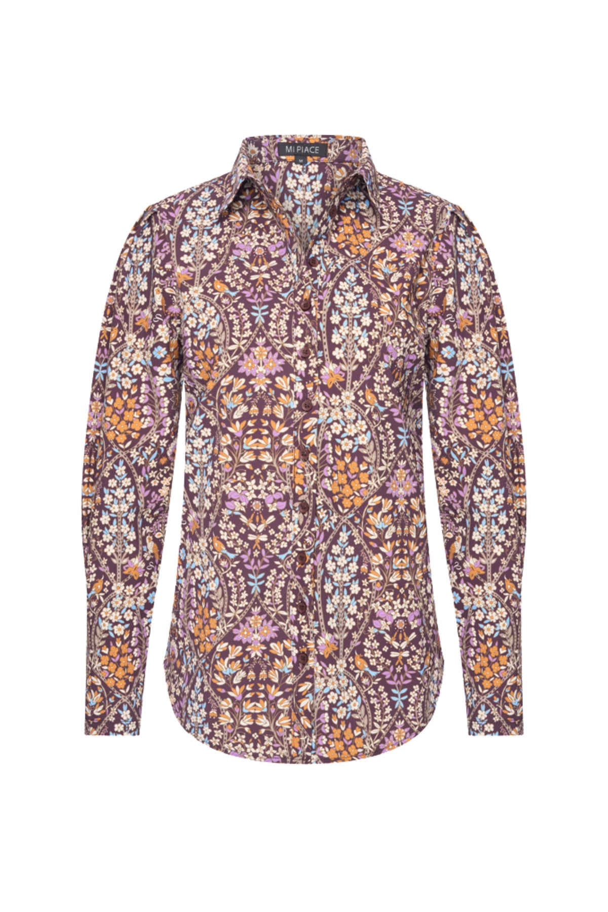 Mi Piace reisblouse met kleurrijke bloemenprint, lichte tuinmotieven en multicolour ontwerp, geschikt voor casual reizen en zomerdagen